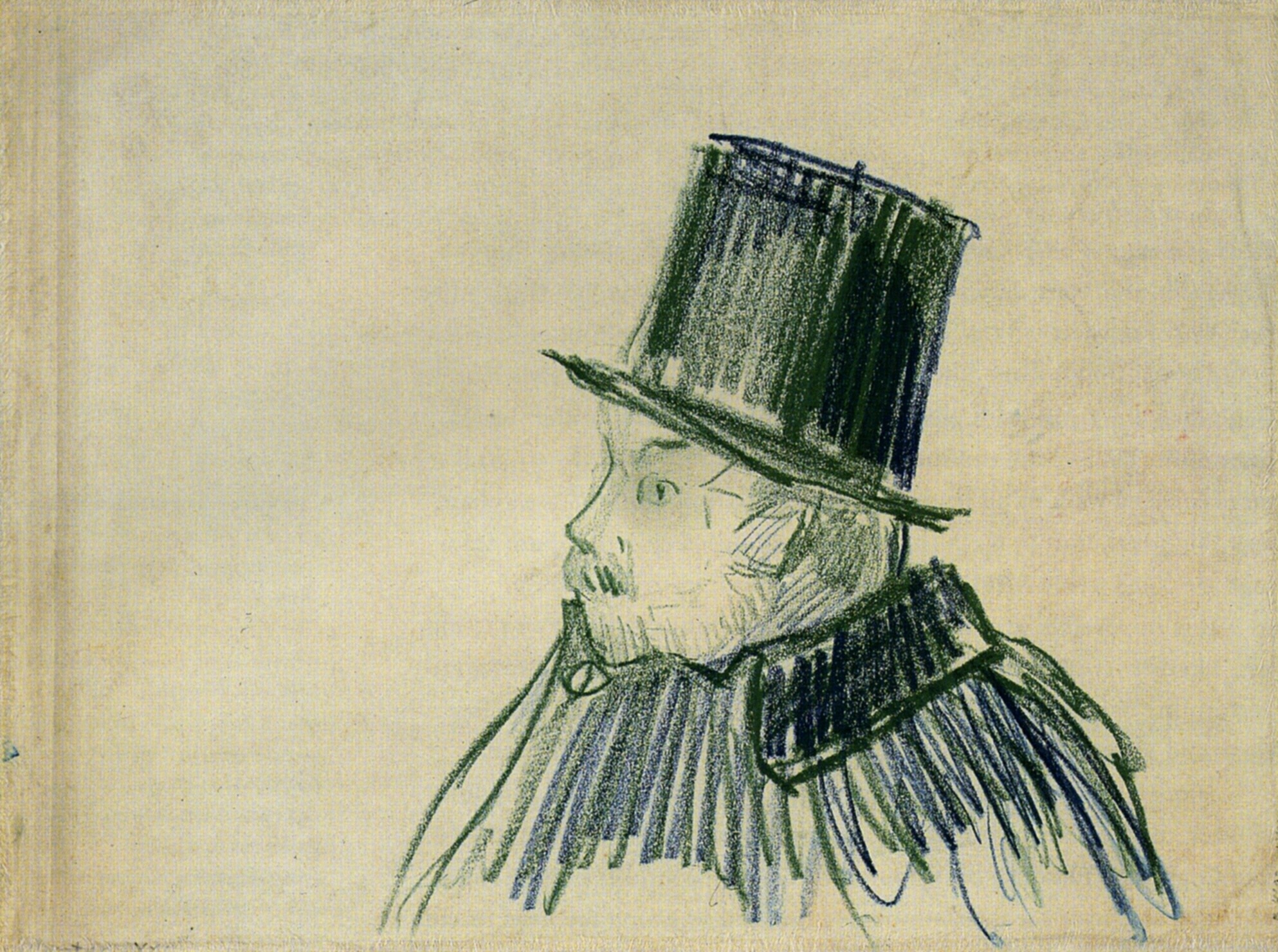 Head of a Man with a Top Hat (1887) Vincent van Gogh tablo - Dekolata