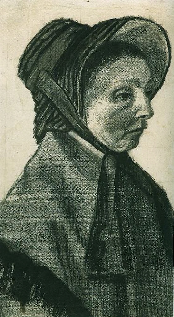 Head of a Woman with Hat Facing Right (1882) Vincent van Gogh tablo - Dekolata
