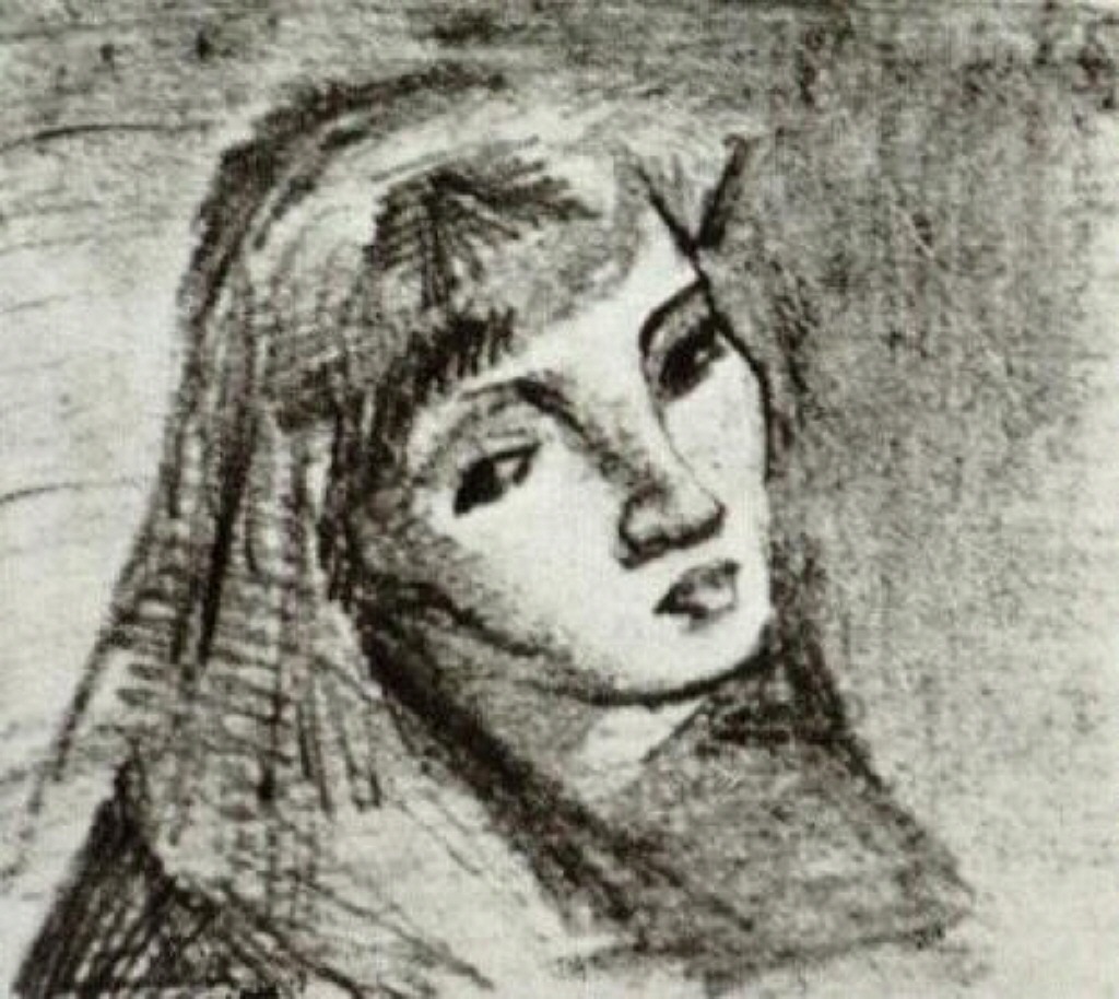 Head of a Woman with Her Hair Loose (1886) Vincent van Gogh tablo - Dekolata