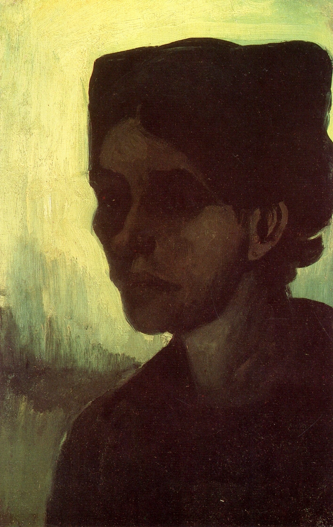 Head of a Young Peasant Woman with Dark Cap (1885) Vincent van Gogh tablo - Dekolata