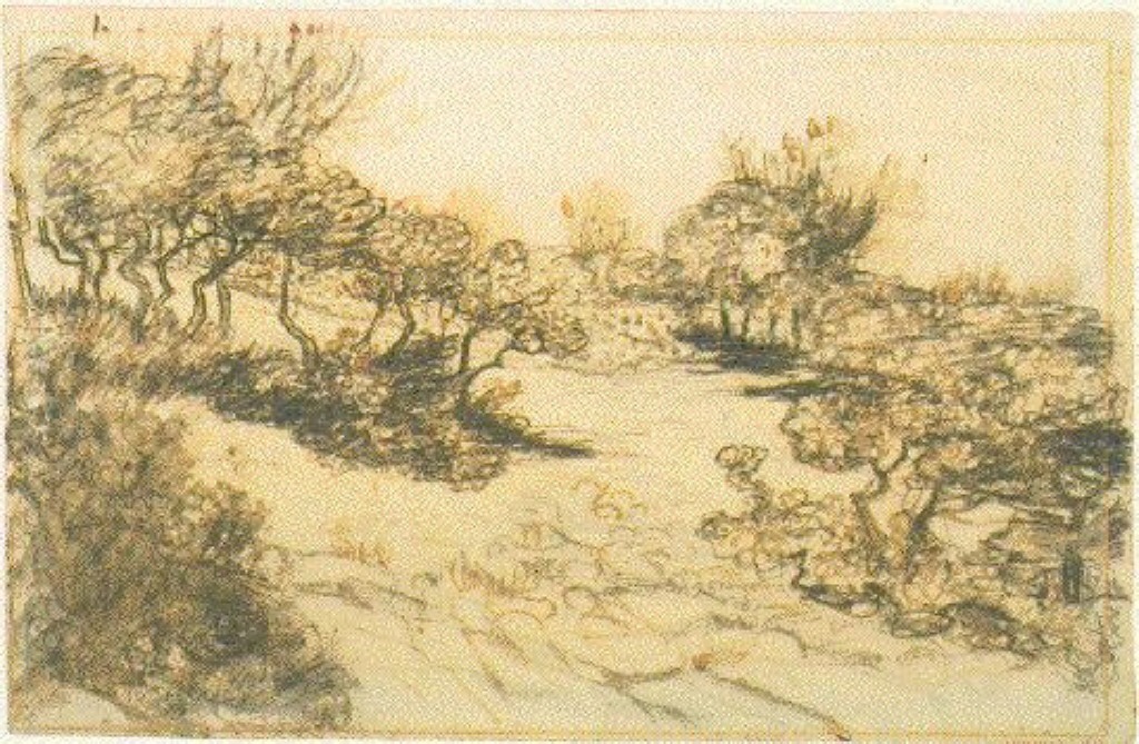 Hill with Bushes (1888) Vincent van Gogh tablo - Dekolata