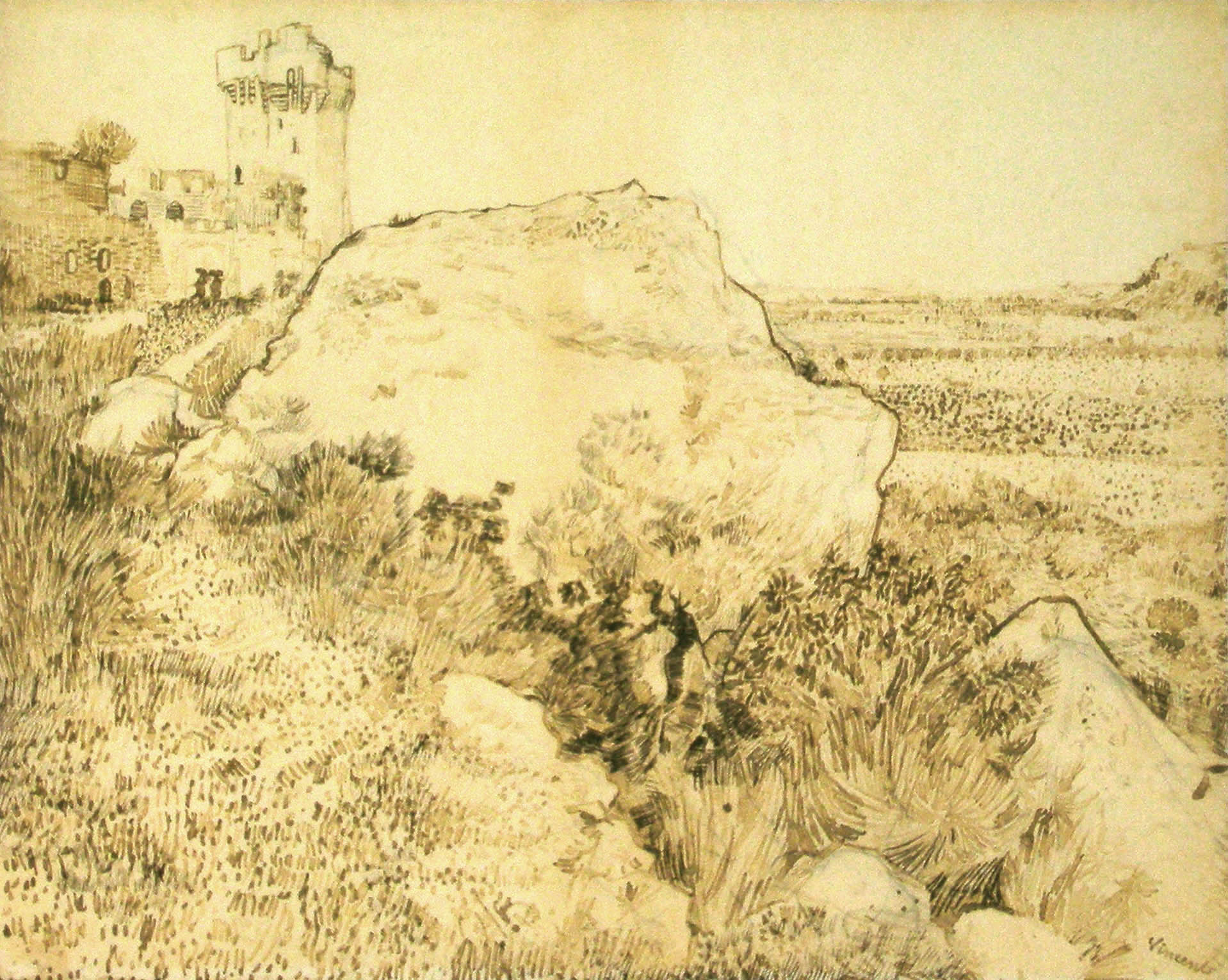 Hill with the Ruins of Montmajour (1888) Vincent van Gogh tablo - Dekolata