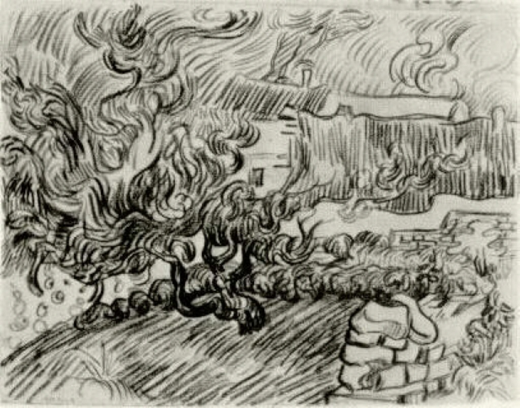 Houses among Trees (1890) Vincent van Gogh tablo - Dekolata