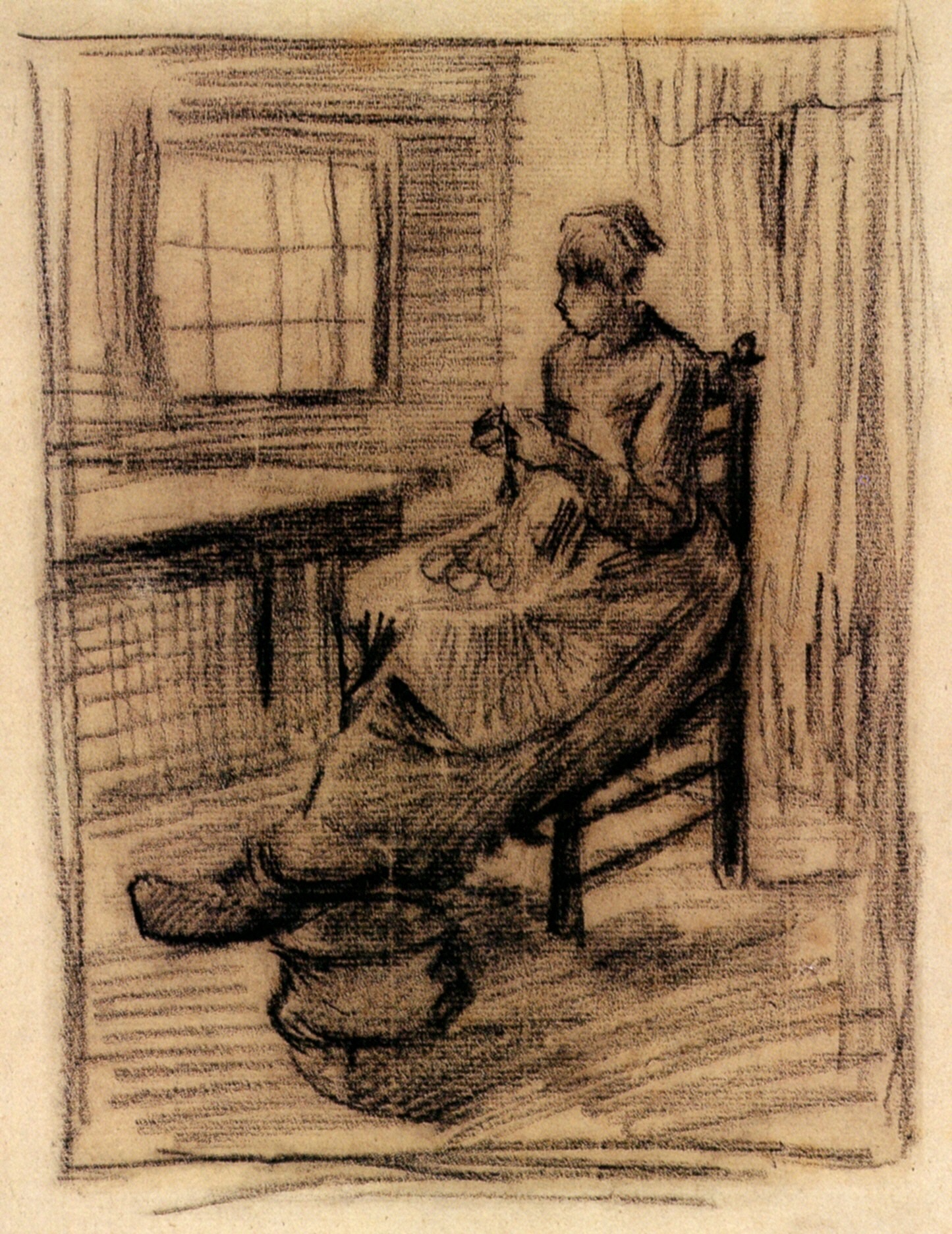 Interior with Peasant Woman Peeling Potatoes (1885) Vincent van Gogh tablo - Dekolata