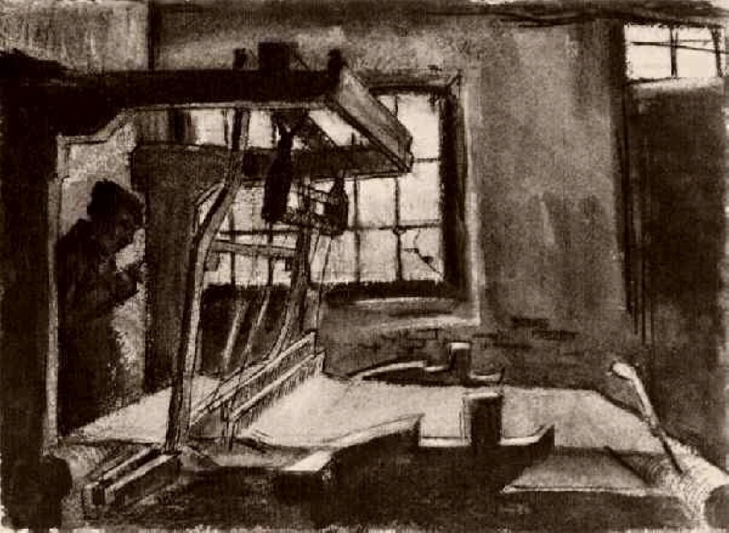 Interior with a Weaver Facing Right (1883) – Vincent van Gogh Tablo