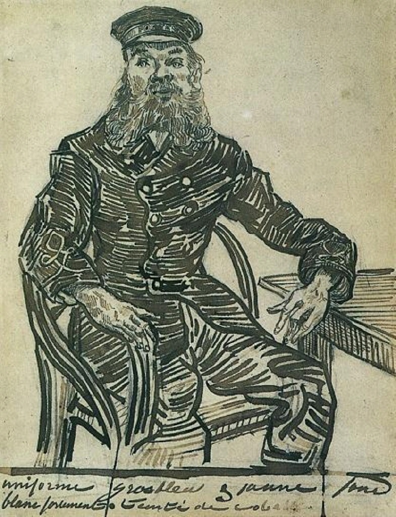 Joseph Roulin, Sitting in a Cane Chair, Three Quarter Length (1888) – Vincent van Gogh Tablo