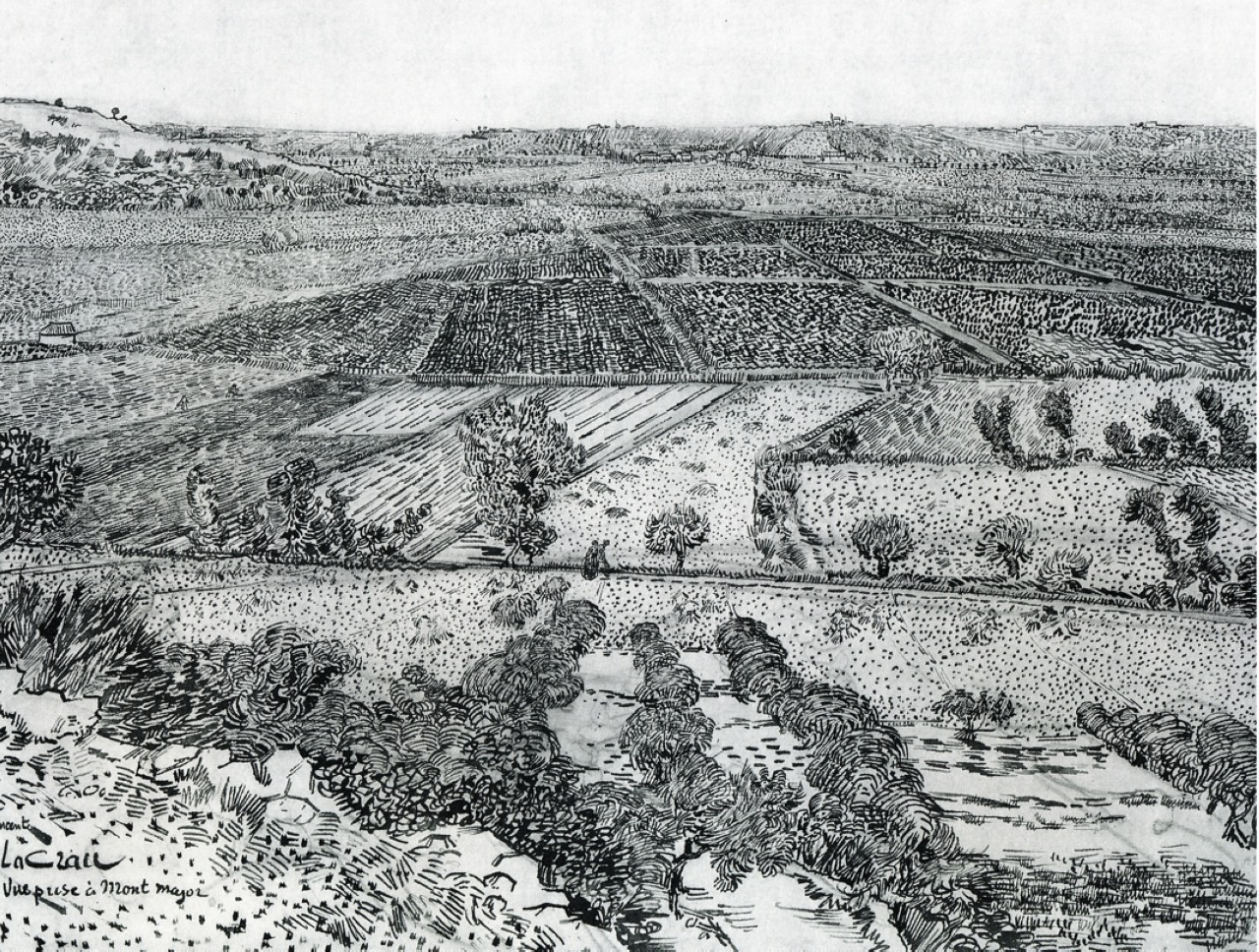 La Crau Seen from Montmajour (1888) Vincent van Gogh tablo - Dekolata