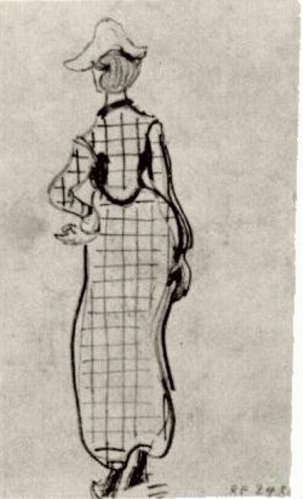 Lady with Checked Dress and Hat (1890) Vincent van Gogh tablo - Dekolata