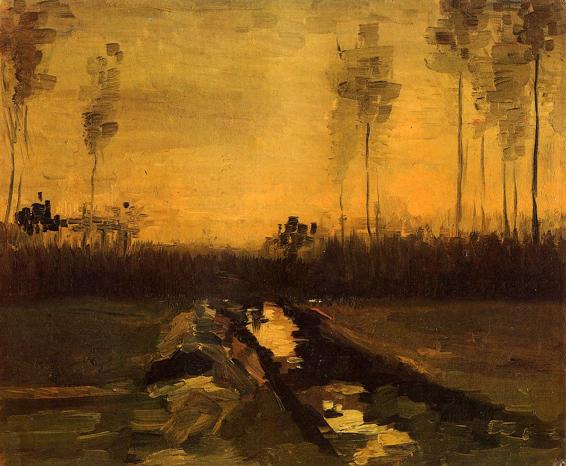 Landscape at Dusk (1885) Vincent van Gogh tablo - Dekolata