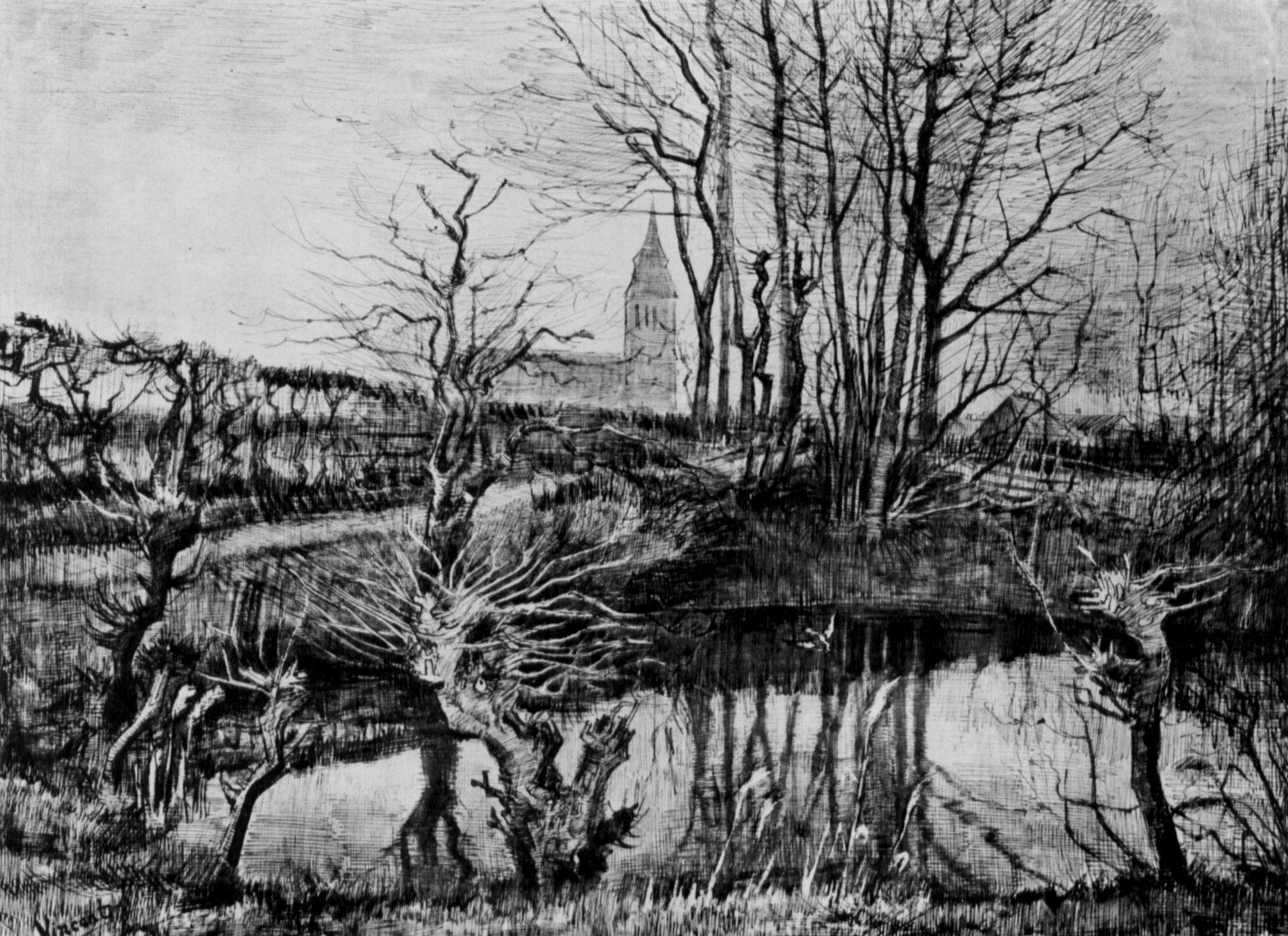 Landscape at Nuenen (1884) Vincent van Gogh tablo - Dekolata