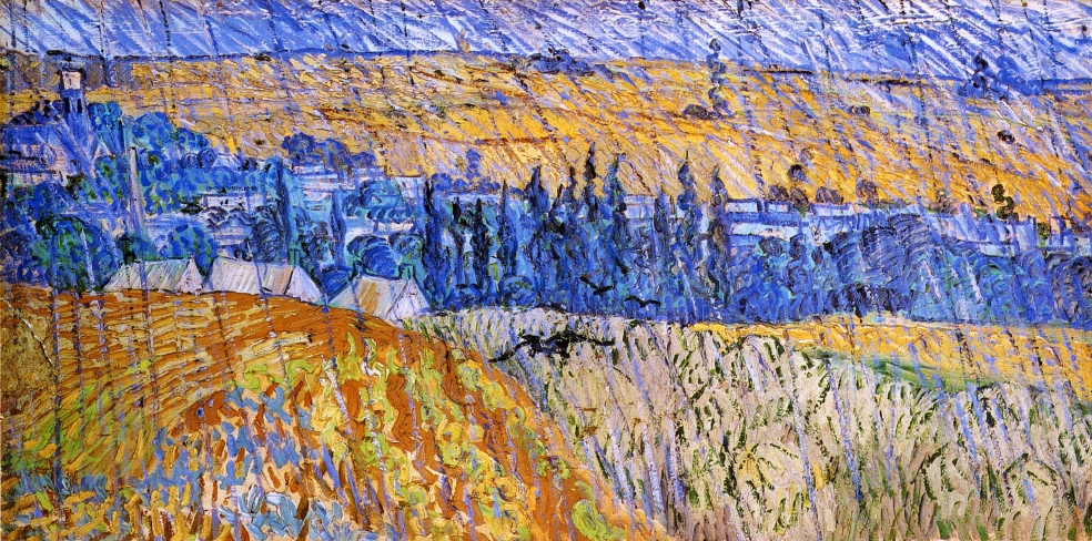 Landscape in the Rain (1890) Vincent van Gogh tablo - Dekolata