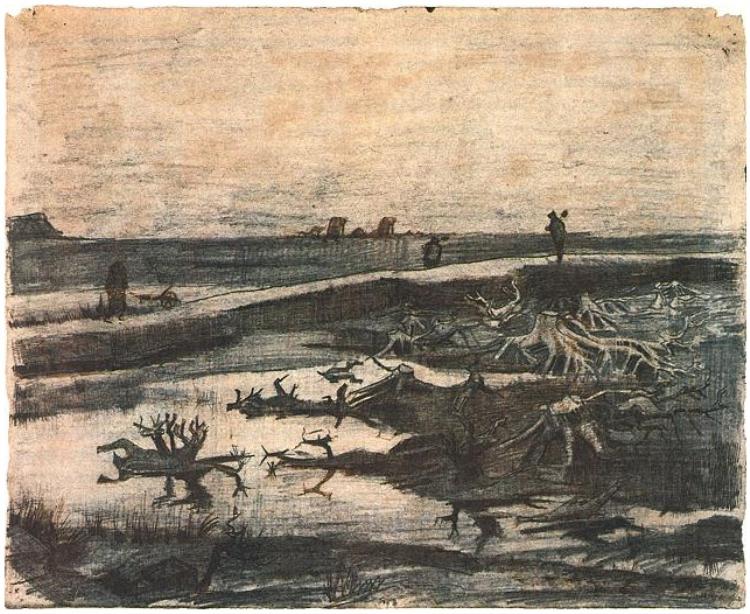 Landscape with Bog Oak Trunks (1883) Vincent van Gogh tablo - Dekolata