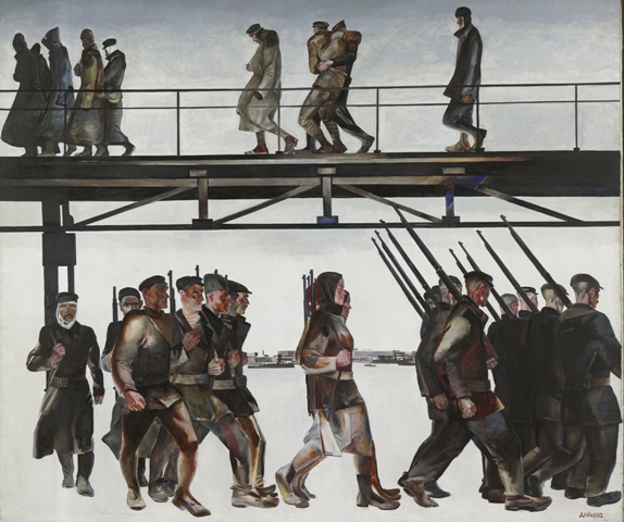 The defense of Petrograd (1928) Aleksandr Deyneka tablo - Dekolata