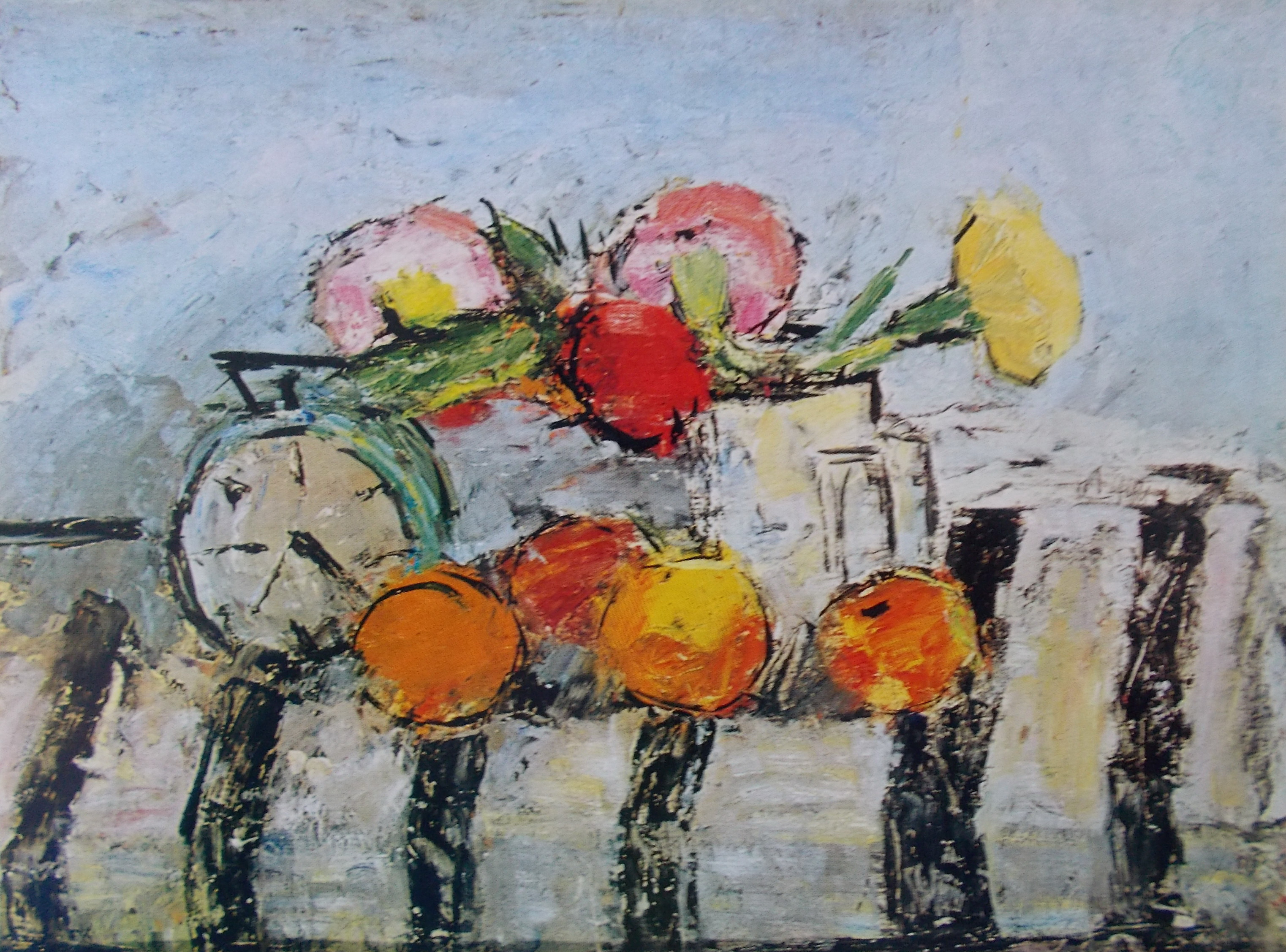 Still Life with Carnations, Apples and a Clock (1944) Alexandru Ciucurencu tablo - Dekolata