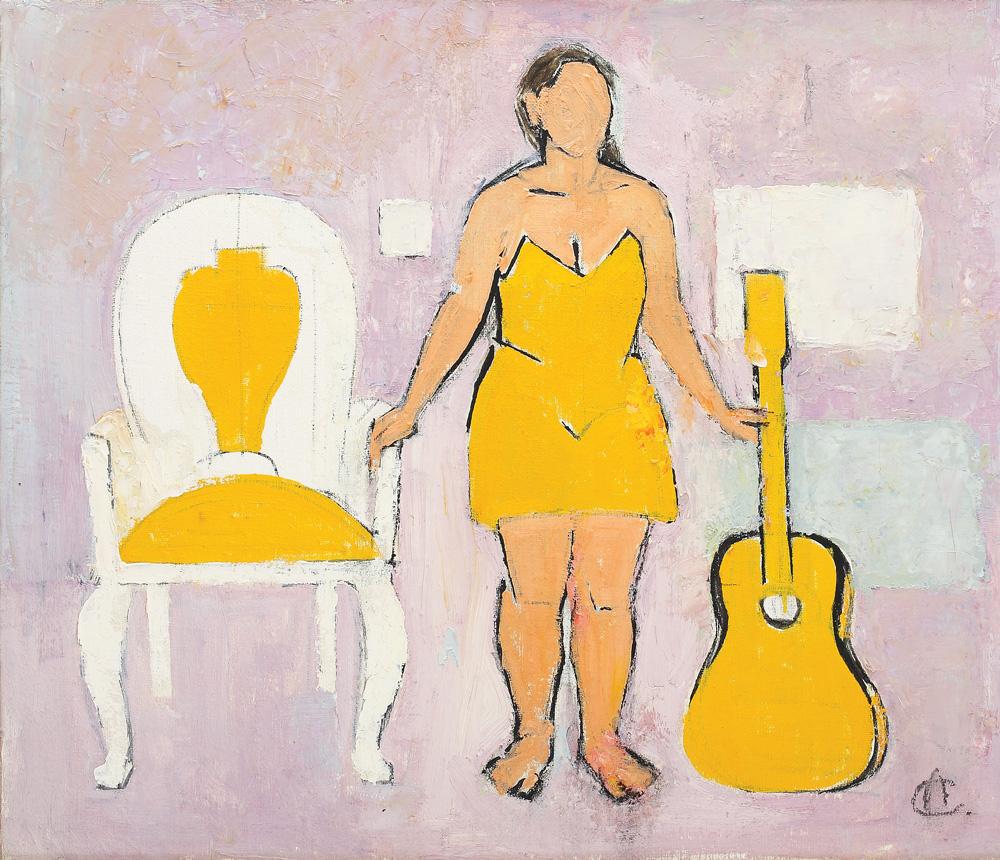 Woman with Guitar Alexandru Ciucurencu tablo - Dekolata