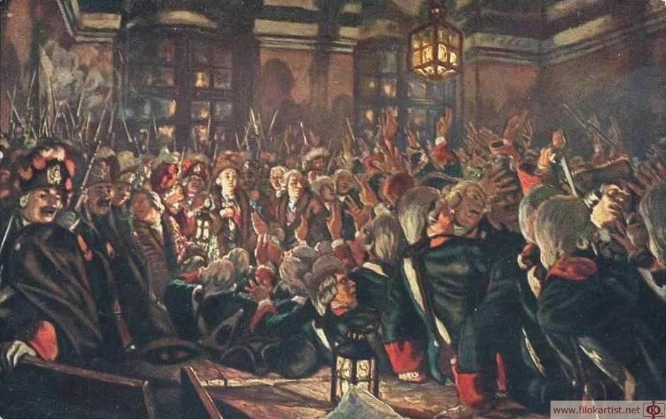 Elizabeth at Preobrazhensky quarter (1913) Eugene Lanceray tablo - Dekolata