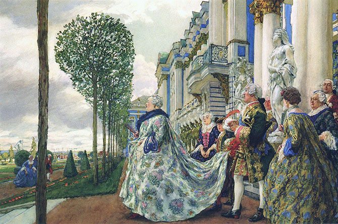 Elizabeth of Russia in Tsarskoye Selo (1905) Eugene Lanceray tablo - Dekolata