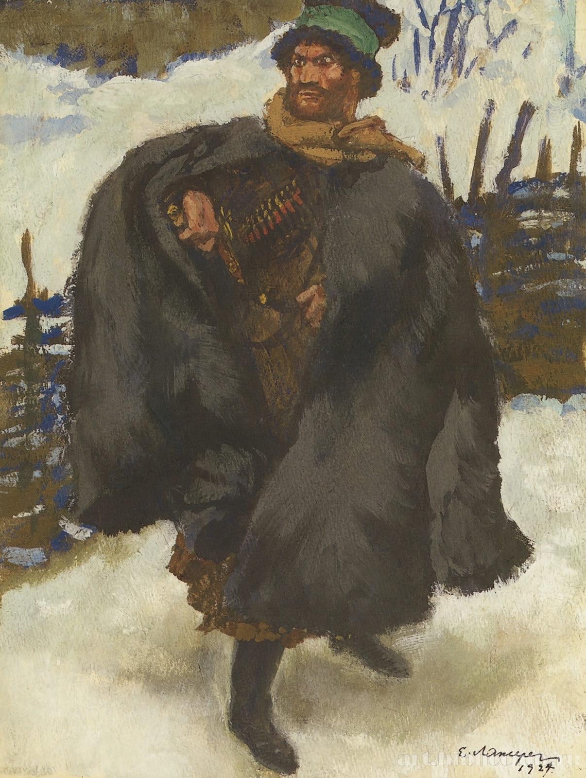 Illustration to Leo Tolstoy's «Hadji Murat» Eugene Lanceray tablo - Dekolata