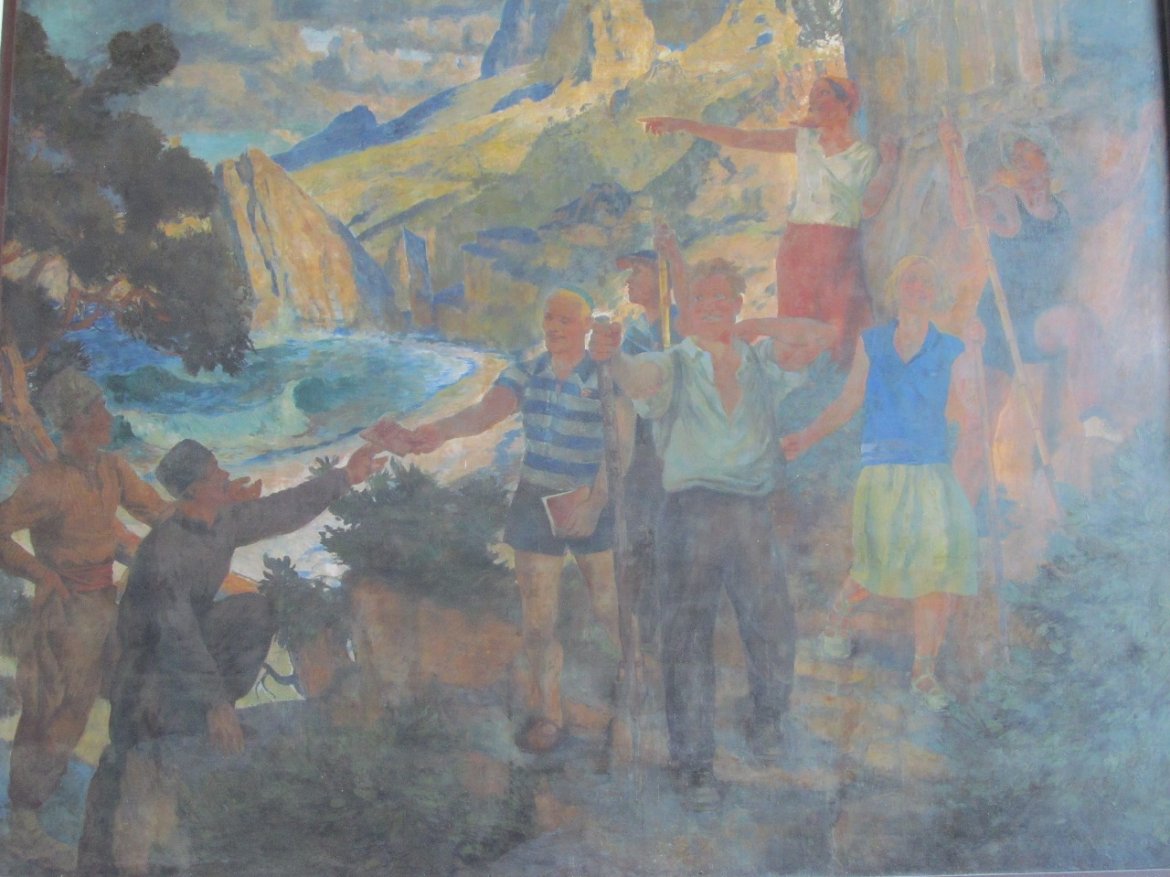 Meeting of Komsomol Members with the Crimean Peasants (1930) Eugene Lanceray tablo - Dekolata
