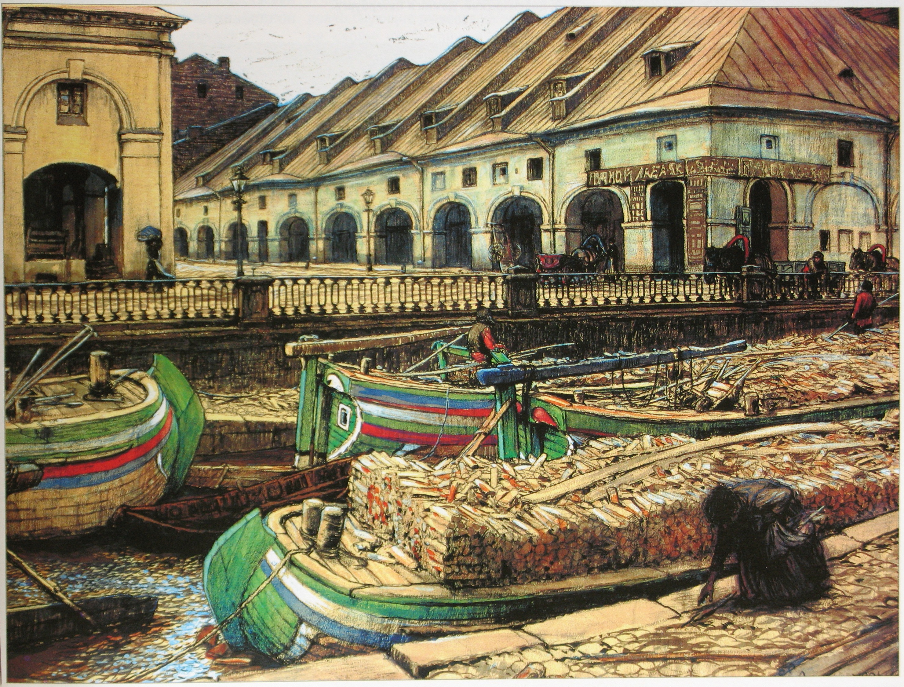 Nikolsky Market in St.Petersburg (1901) – Eugene Lanceray Tablo