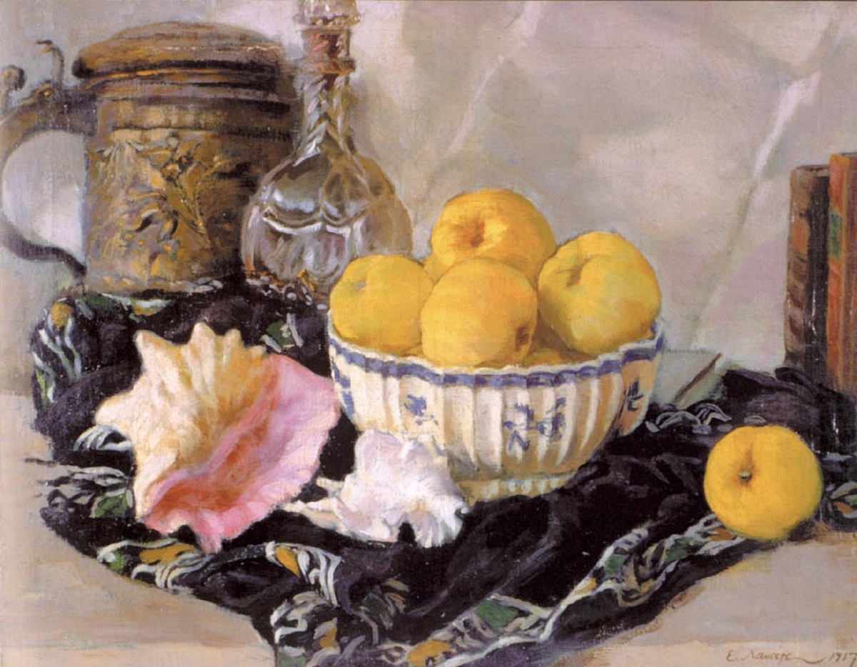 Still life. Shell and apples. (1917) – Eugene Lanceray Tablo