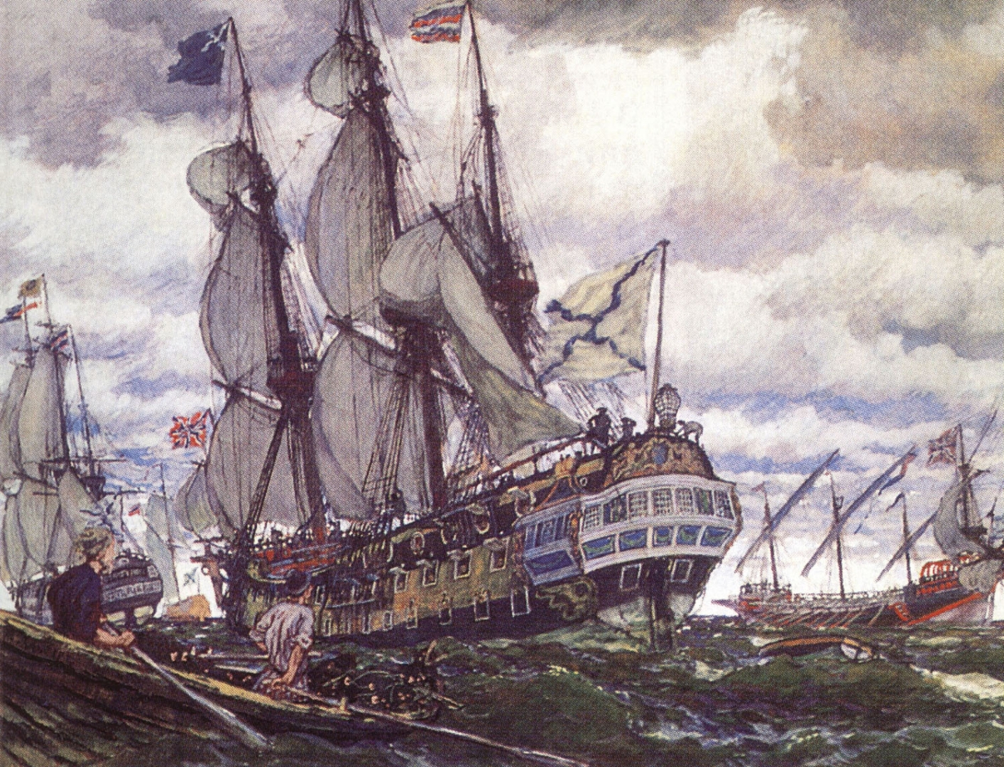 The Ships of the Times of Peter I Eugene Lanceray tablo - Dekolata