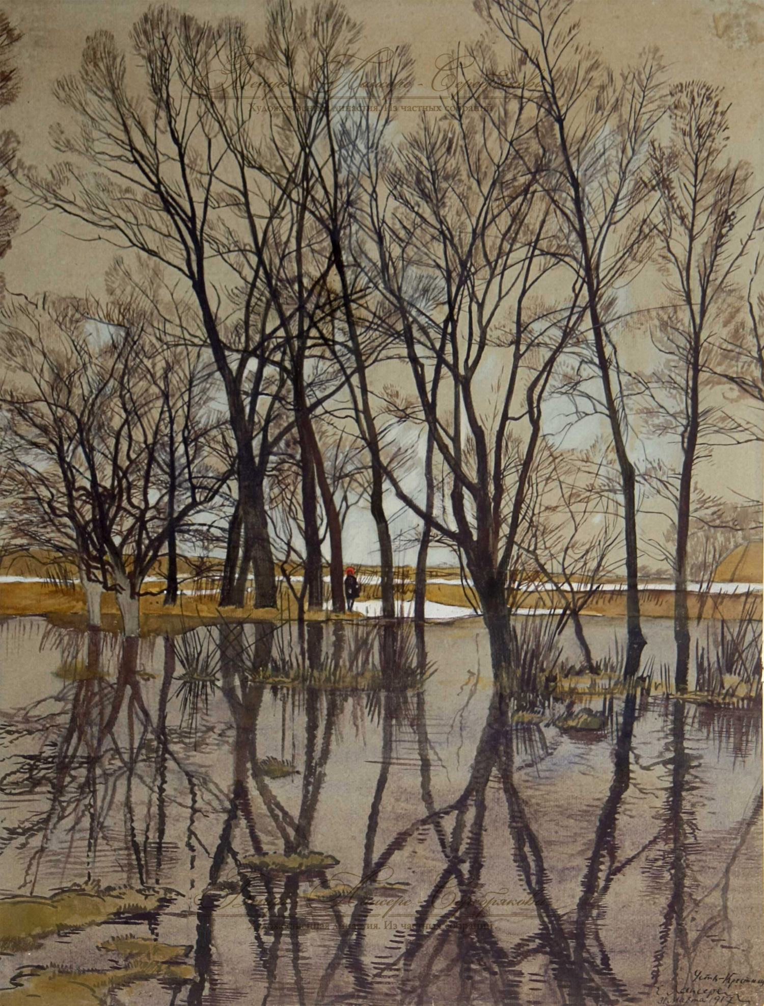 Ust Krestishche. Spring. Flood (1917) – Eugene Lanceray Tablo