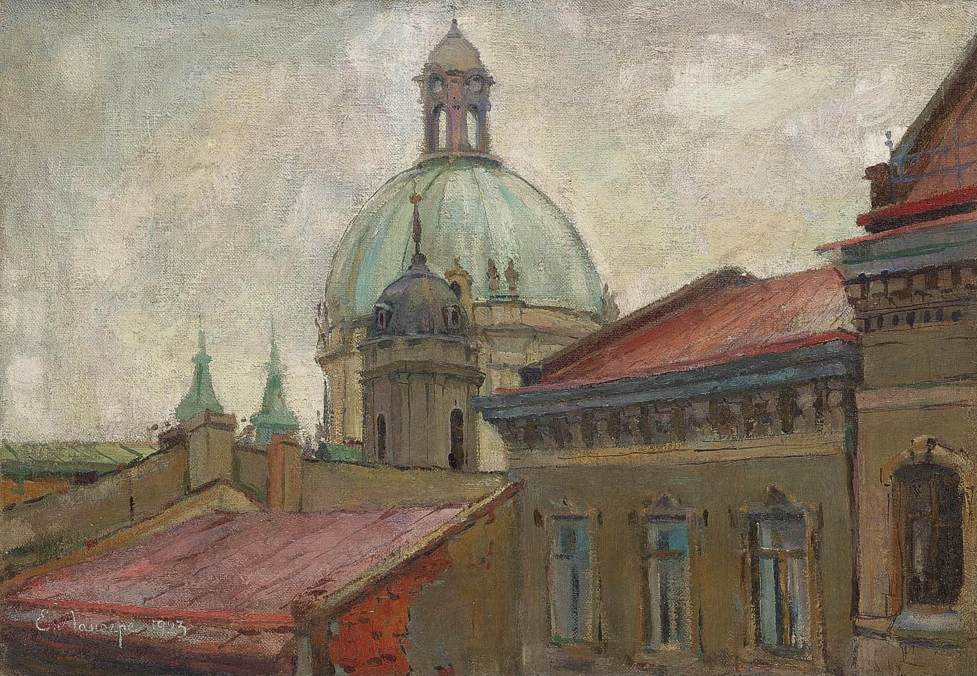 View of the Ivanovo Monastery, Moscow. (1923) Eugene Lanceray tablo - Dekolata