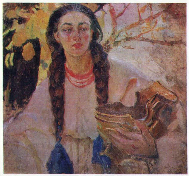 Girl with Braids (1912) – Fedir Krychevsky Tablo