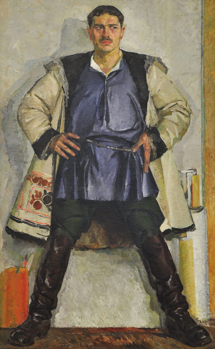 Self portrait in a white coat (1930) Fedir Krychevsky tablo - Dekolata