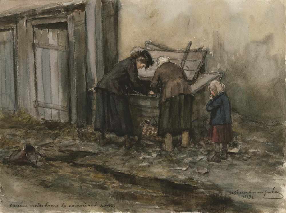 Looking for Food in a Gutter (1919) Ivan Vladimirov tablo - Dekolata
