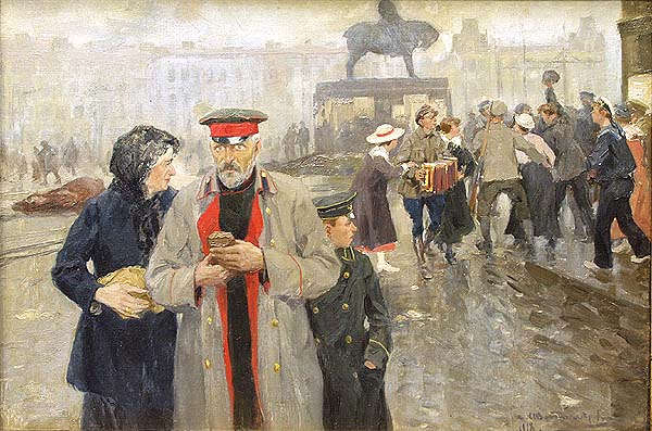 On the streets of Petrograd (1918) Ivan Vladimirov tablo - Dekolata