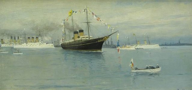 Parade of the Navy. Imperial yacht Standart. (1902) Ivan Vladimirov tablo - Dekolata