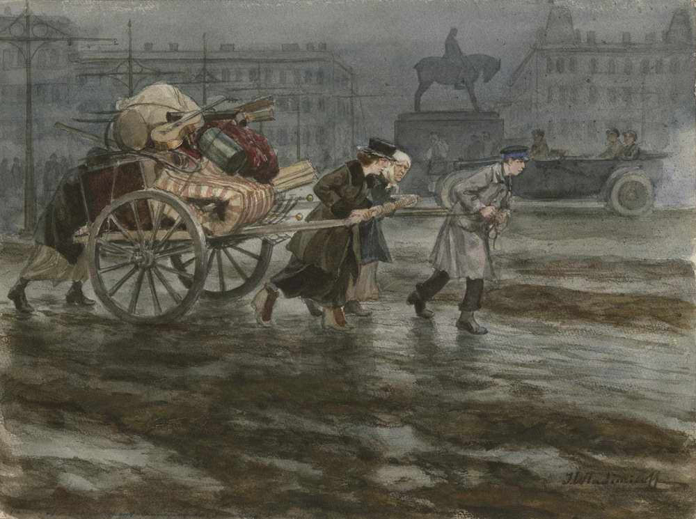 Petrograd. Evicted Family (1922) Ivan Vladimirov tablo - Dekolata