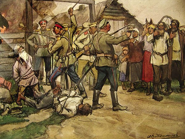 The shooting of peasants by White Cossacks Ivan Vladimirov tablo - Dekolata