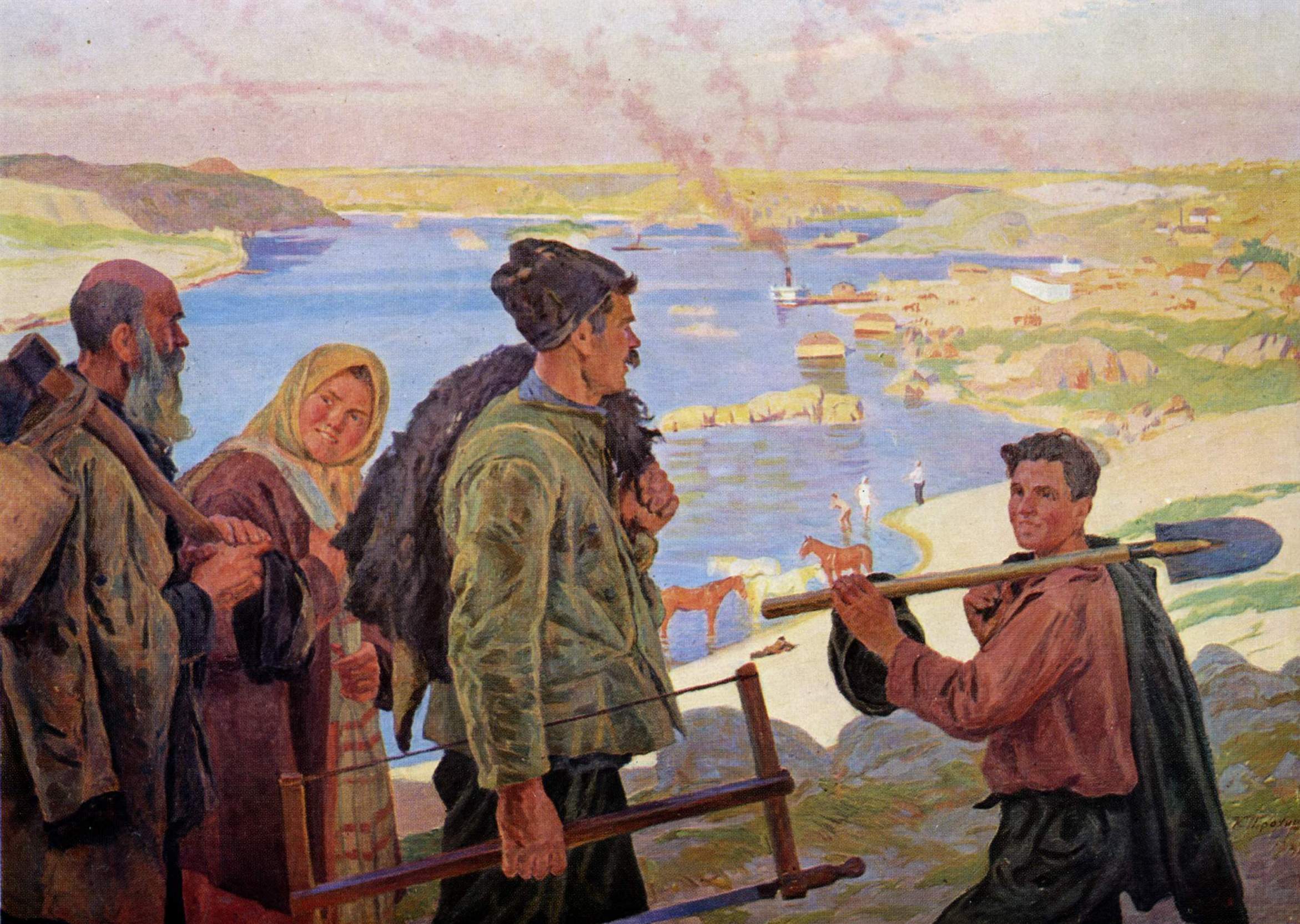 Dneprostroy Shots (1937) – Karpo Trokhymenko Tablo