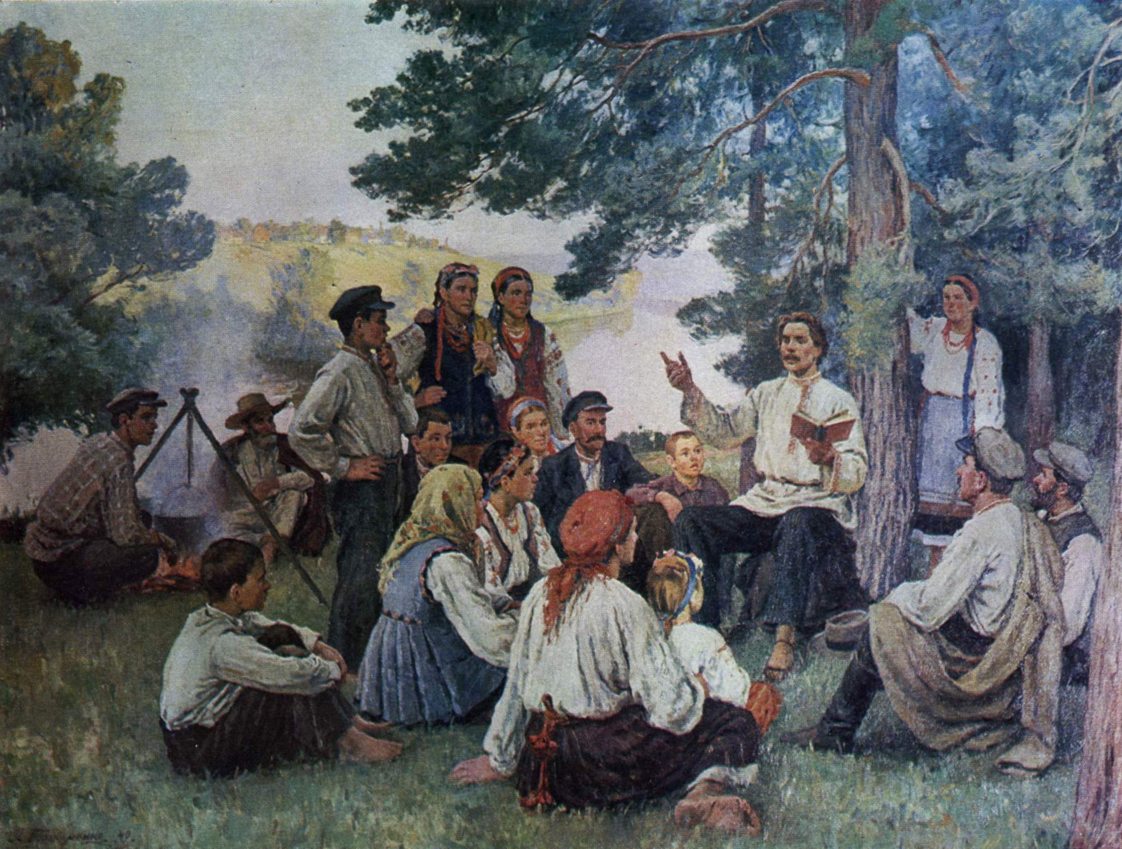 Gorky Reads Shevchenko's Works to Peasants in the Village of Manuilovtsi (1949) Karpo Trokhymenko tablo - Dekolata