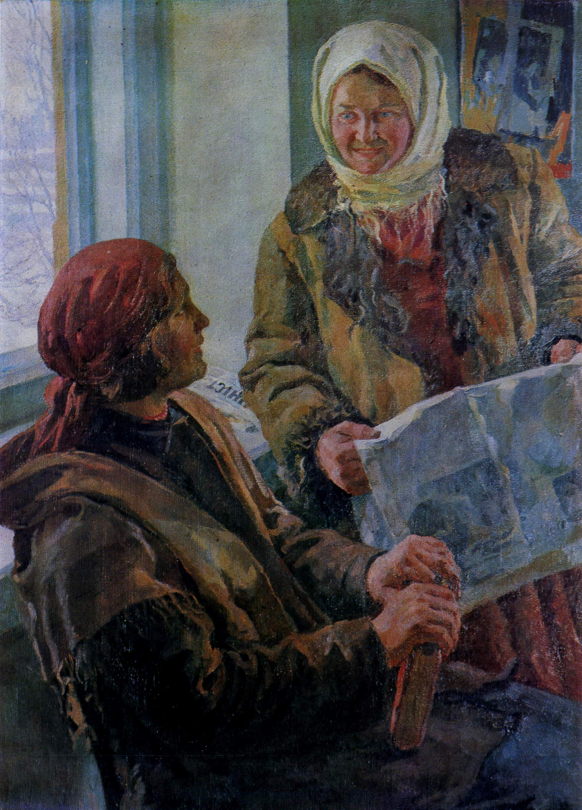 In the Collective Farm Club (1936) Karpo Trokhymenko tablo - Dekolata