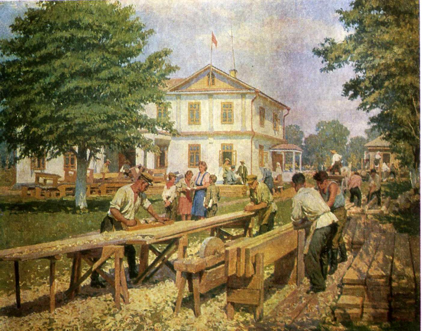 School Repairs (1951) Karpo Trokhymenko tablo - Dekolata