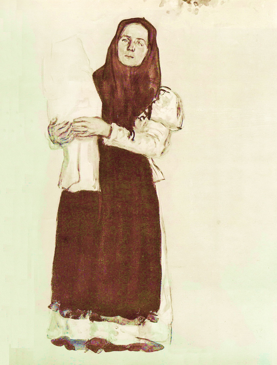A young peasant woman in a red scarf (1910) – Konstantin Yuon Tablo