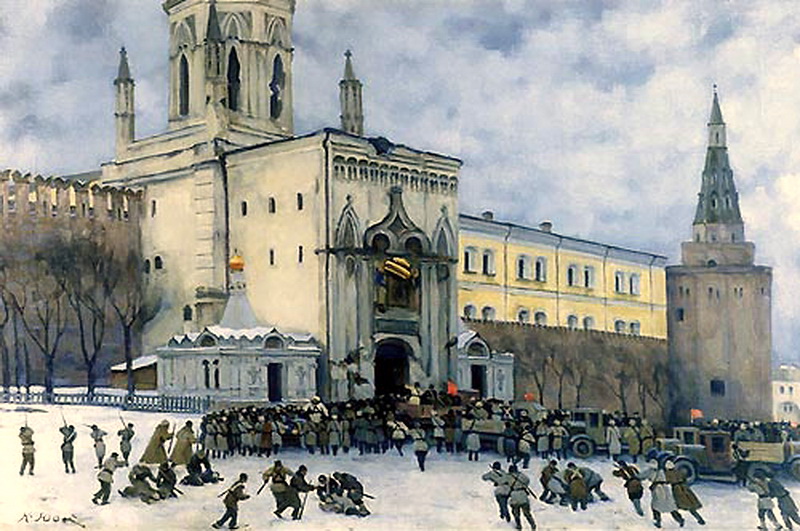 Assault on the Kremlin in (1917-1951) Konstantin Yuon tablo - Dekolata