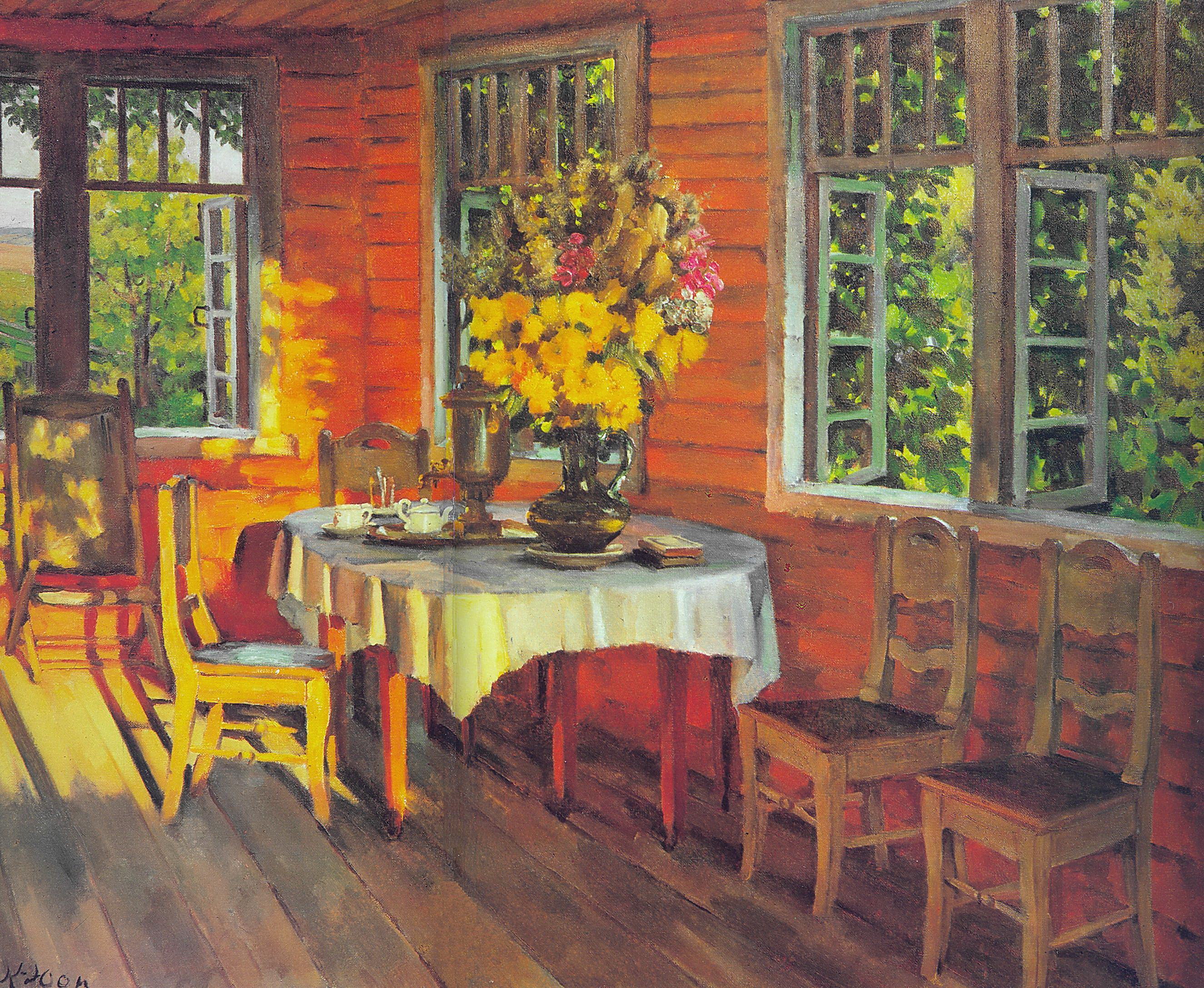 August Evening. Last Ray. Ligachevo (1948) Konstantin Yuon tablo - Dekolata