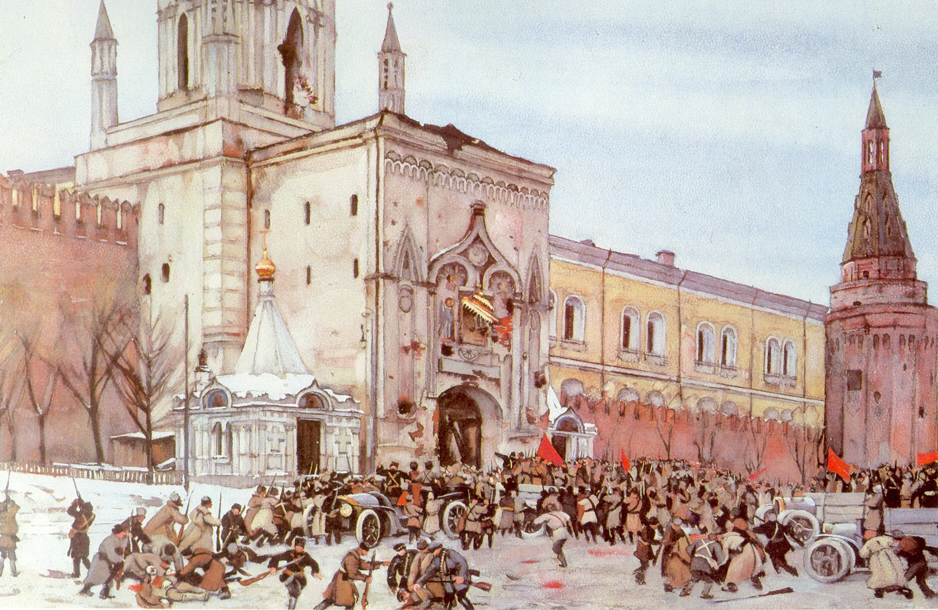 Before entering into Kremlin. Nikolsky Gate 2 (15) November (1917-1926) Konstantin Yuon tablo - Dekolata