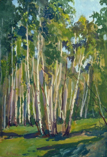 Birches at Noon – Konstantin Yuon Tablo