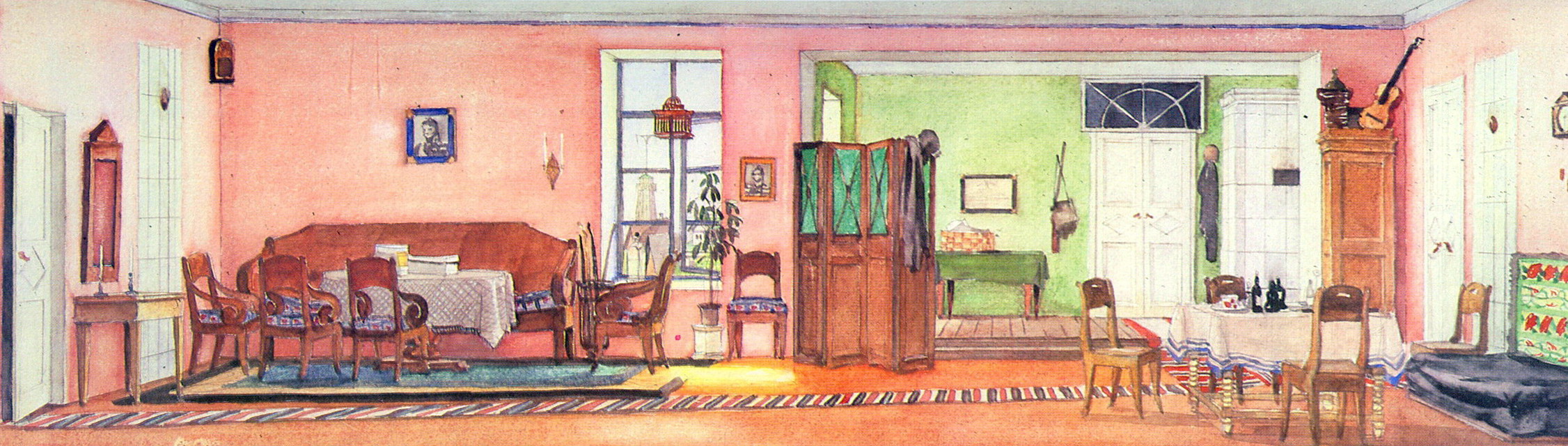 Gogol's comedy sketch for the 'Inspector'. Room in the house the mayor (1938) Konstantin Yuon tablo - Dekolata
