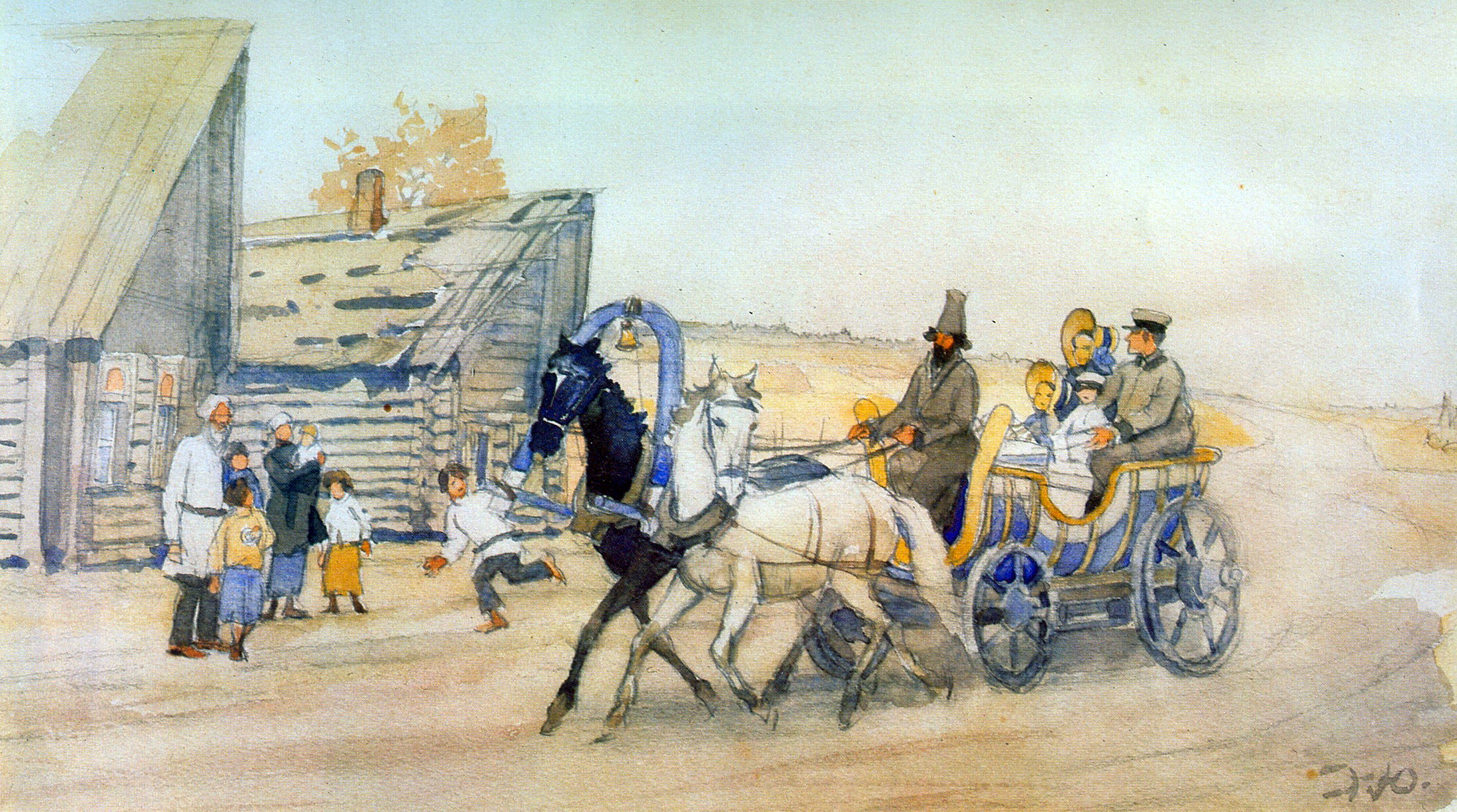 Illustration for poem of N.A. Nekrasov, Who Lives Well in Russia (1943) – Konstantin Yuon Tablo
