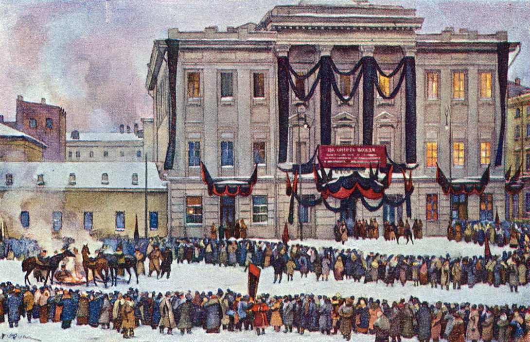 In those days. At the House of Unions in the days of Lenin's funeral (1926) Konstantin Yuon tablo - Dekolata