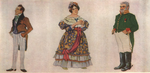 Khlestakov, Anna Andreevna, Gorodnichiy (1921) Konstantin Yuon tablo - Dekolata
