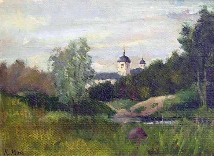 Landscape with a church Konstantin Yuon tablo - Dekolata