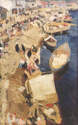 Life on the riverbank. Pskov. (1904) – Konstantin Yuon Tablo